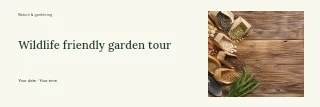 Wildlife friendly garden tour banner template · Horizontal photo dialogue