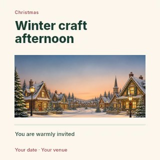 Winter craft afternoon social media post template · Title & photograph