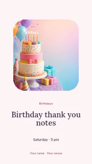 Birthday thank you notes instagram story template · Picture window