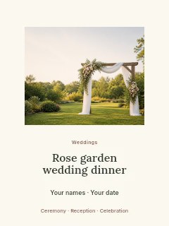 Rose garden wedding dinner poster template · Picture window