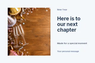 New Year team greeting photo layout postcard template · Horizontal photo dialogue