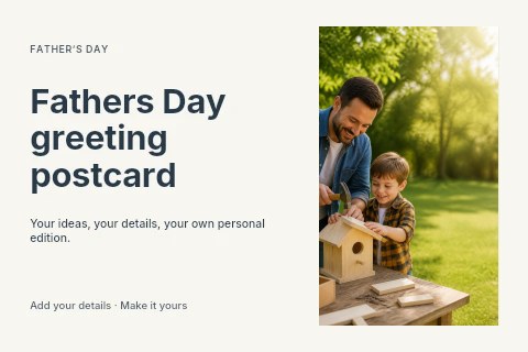 Fathers Day greeting postcard template