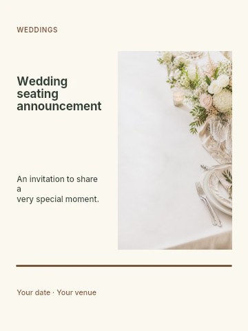 Wedding seating announcement poster template