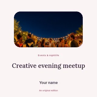 Creative evening meetup podcast cover template · Picture window