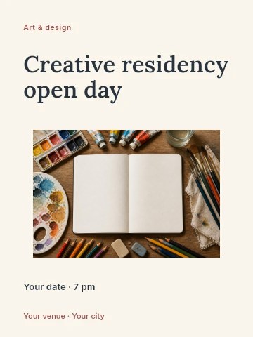Creative residency open day poster template