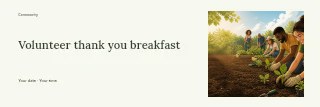 Volunteer thank you breakfast banner template · Horizontal photo dialogue