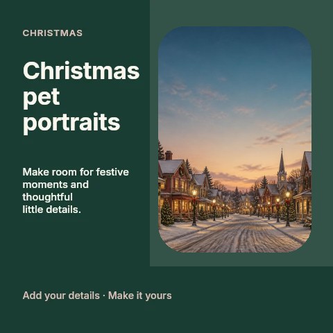 Christmas pet portraits social media post template