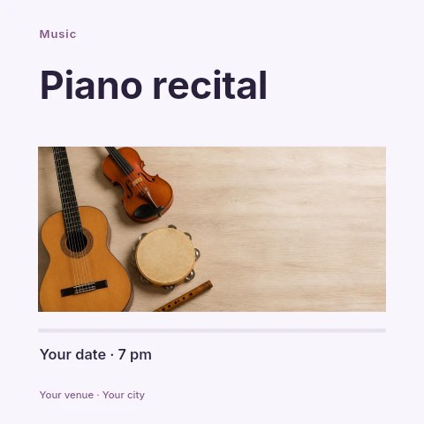 Piano recital social media post template