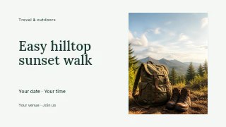 Easy hilltop sunset walk youtube thumbnail template · Horizontal photo dialogue