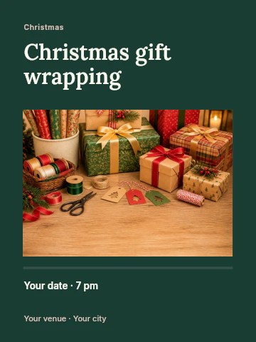 Christmas gift wrapping invitation template