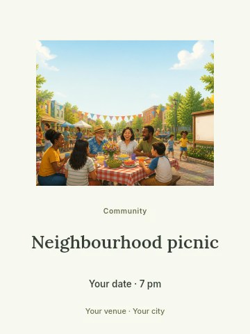 Neighbourhood picnic invitation template