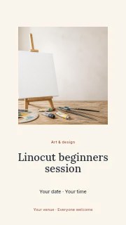 Linocut beginners session instagram story template · Picture window