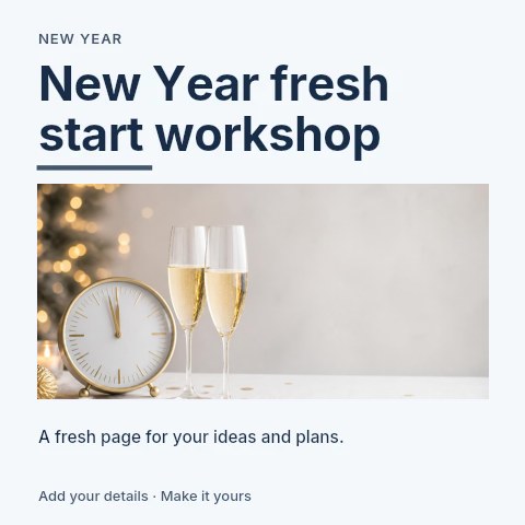 New Year fresh start workshop social media post template