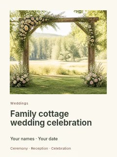 Family cottage wedding celebration poster template · Gallery editorial
