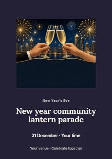 New Year community lantern parade flyer template · Picture window