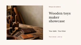 Wooden toys maker showcase youtube thumbnail template · Horizontal photo dialogue