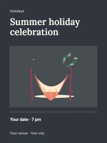 A quiet hammock and tropical leaves in Summer holiday celebration invitation template