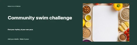 Fresh healthy vegetables and nuts frame in Community swim challenge banner template