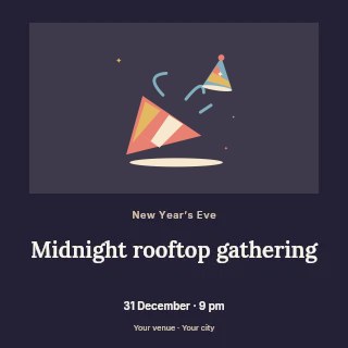 Party horn and festive confetti in Midnight rooftop gathering · Quiet photo gallery