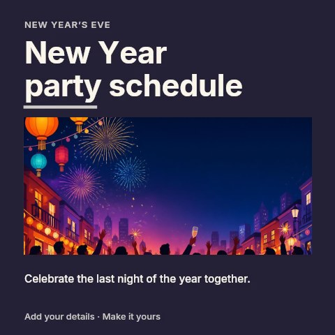 New Year party schedule social media post template