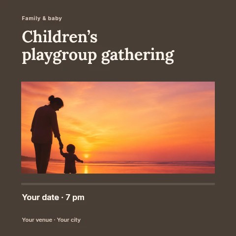 Children’s playgroup gathering social media post template