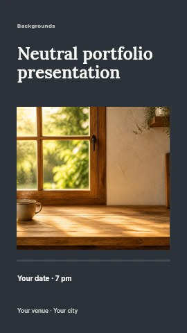 Cozy rustic kitchen countertop with plant and cup in Neutral portfolio presentation instagram story template