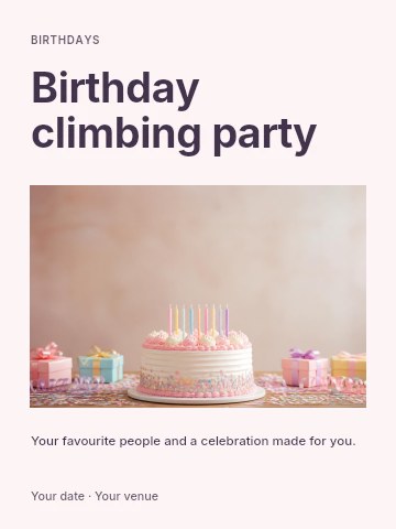 Birthday climbing party invitation template