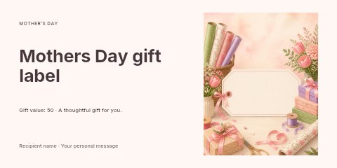 Mothers Day gift label gift voucher template