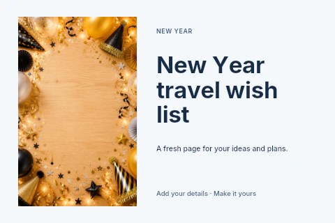 New Year travel wish list postcard template