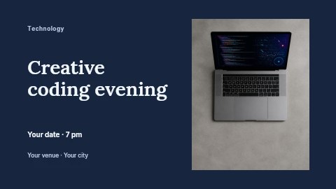 Creative coding evening presentation cover template