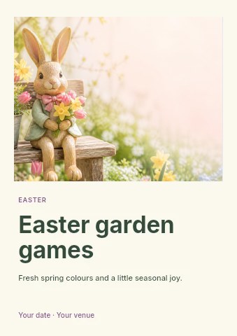 Easter garden games flyer template