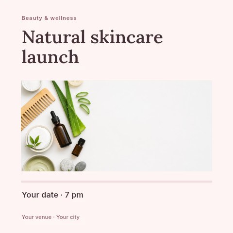 Natural skincare launch social media post template