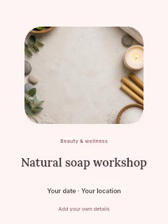 Spa essentials flatlay with natural elements in Natural soap workshop · Picture window