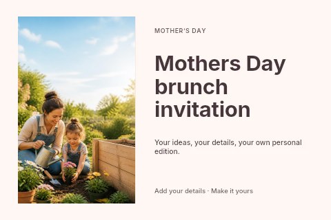 Mothers Day brunch invitation postcard template