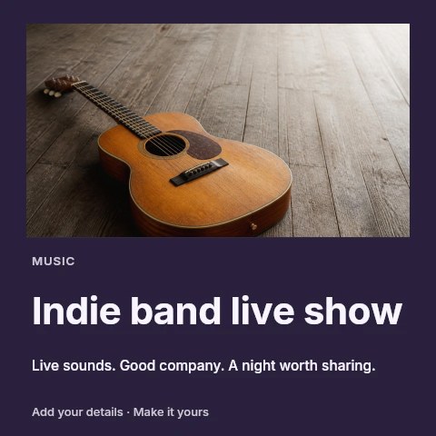 Indie band live show social media post template
