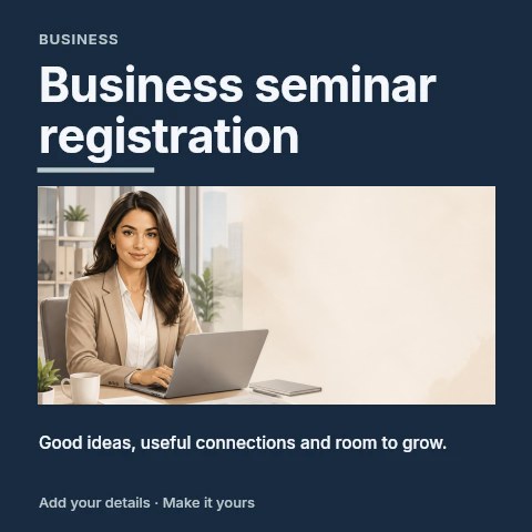 Business seminar registration social media post template
