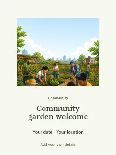 Community garden with diverse volunteers in Community garden welcome · Picture window