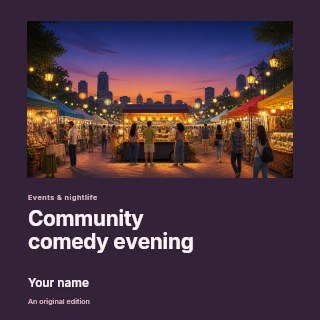 Community comedy evening podcast cover template · Gallery editorial