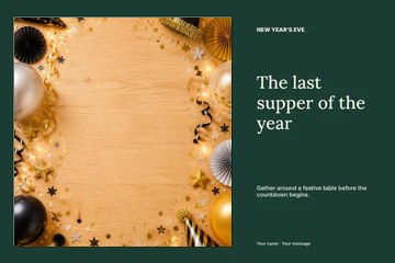 New Year’s Eve supper photo layout postcard template