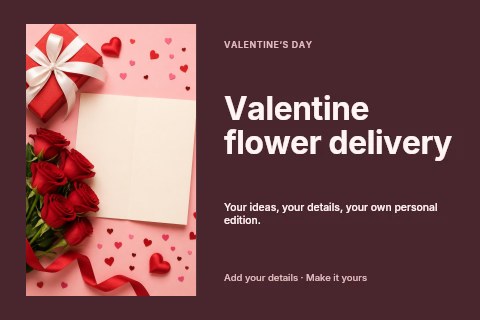 Valentine flower delivery postcard template