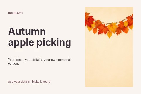 Autumn leaf garland decoration in Autumn apple picking postcard template