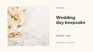 Wedding day keepsake presentation cover template · Horizontal photo dialogue
