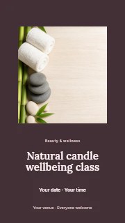 Spa elements with bamboo and stones in Natural candle wellbeing class instagram story · Picture window