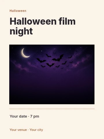 Halloween film night poster template