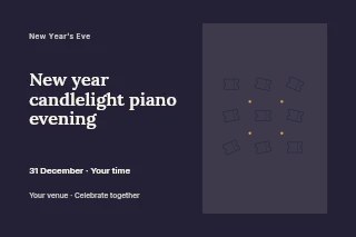 Event admission ticket · Scattered Pattern in New Year candlelight piano evening postcard · Horizontal photo dialogue