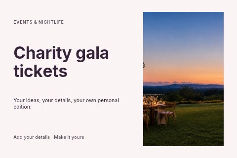 Outdoor Dinner Party at Sunset in Charity gala tickets postcard template