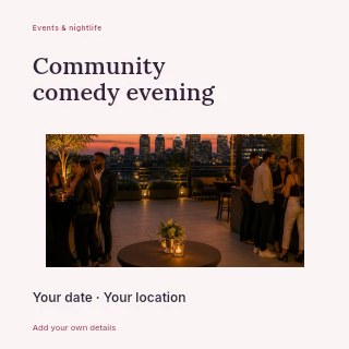 Community comedy evening social media post template · Modern programme