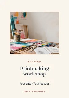 Printmaking workshop flyer template · Picture window
