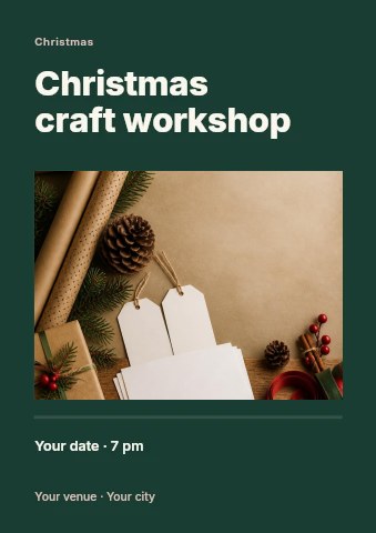 Christmas craft workshop flyer template
