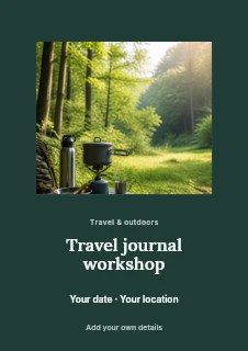 Travel journal workshop flyer template · Picture window